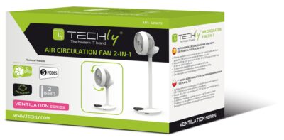 Ventilatore 9'' 2 in 1 con Piantana a 2 Altezze 12 Velocità con Telecomando Oscillazione a 720° e Timer