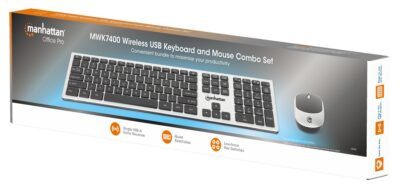 Kit Tastiera e Mouse 1200 Dpi Wireless, MWK7400