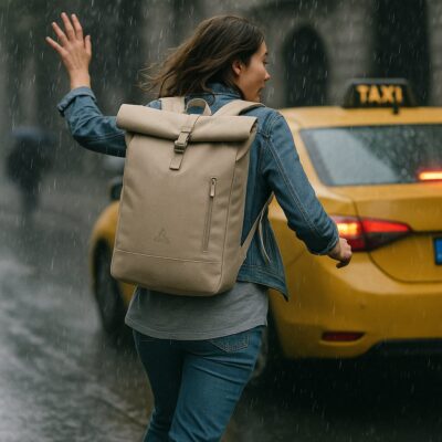 Zaino Rolltop Impermeabile per Notebook Jakarta 15,6'' Beige