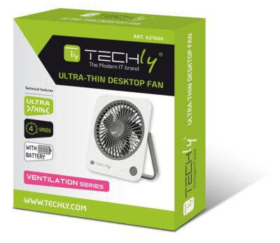 Ventilatore da Scrivania Ultra Sottile Pieghevole e Portatile a 4 Velocità
