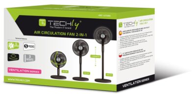 Ventilatore 12'' 2 in 1 con Piantana a 3 Altezze 12 Velocità con Telecomando Oscillazione a 720° e Timer