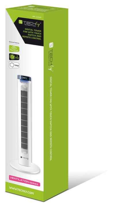 Ventilatore a Torre da Pavimento 36'' 3 Velocità con Telecomando Oscillazione 75° e Timer
