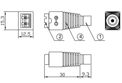Adattatore Connettore Plug DC 2.5x5.5 mm Femmina Terminal Block 2 pin