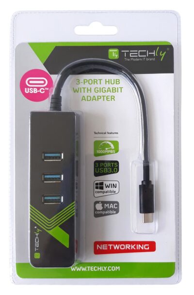Adattatore Convertitore USB-C™ Ethernet Gigabit con Hub 3 porte USB-A 3.0