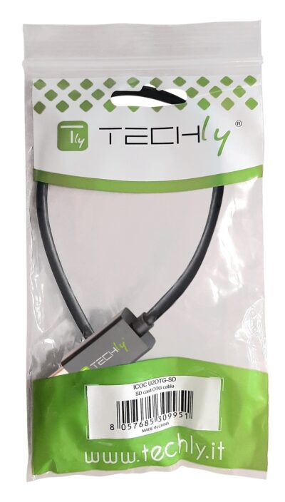 Cavo USB OTG Micro B / USB A con Lettore Micro SD/SDHC 26cm Nero