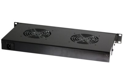 Gruppo 2 Ventole 1U per Rack 19'' con Termostato LED Nero