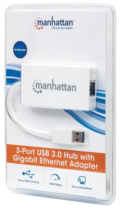 Hub 3 porte USB 3.0 con Adattatore Ethernet Gigabit