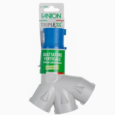 Adattatore Industriale Triplex da Spina Italiana 16A a 3 Prese Bipasso Schuko