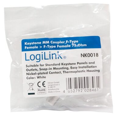 Adattatore Keystone BNC 75 Ohm F/F Bianco
