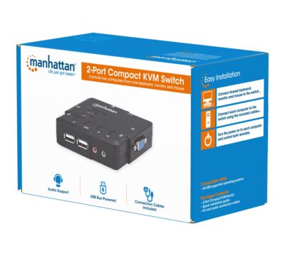 KVM Switch 2 Porte USB/Audio Nero