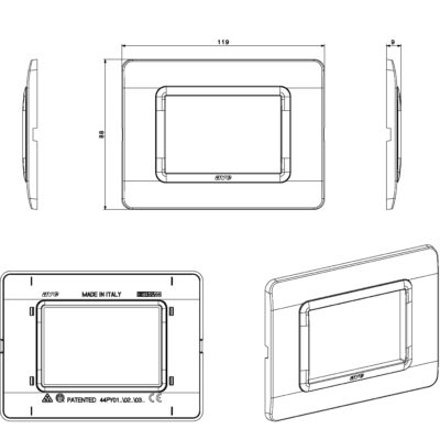 Placca Tecnopolimero S44 3 Moduli Bianco