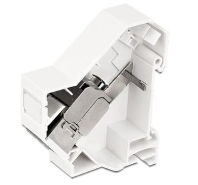 Adattatore su barra DIN per modulo RJ45 Keystone Schermato