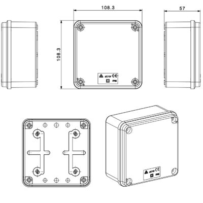 Scatola Quadrata IP65 di Derivazione per Pareti Lisce 100x100