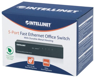Switch Hub ethernet 10/100Mbps 5 porte desktop in metallo