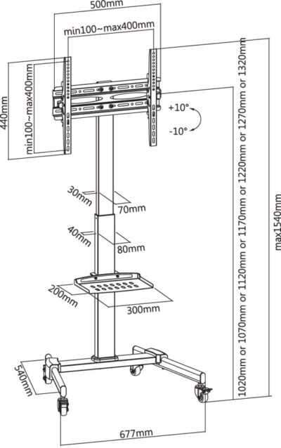 Trolley da Pavimento con Mensola per TV LCD/LED/Plasma 32-55''