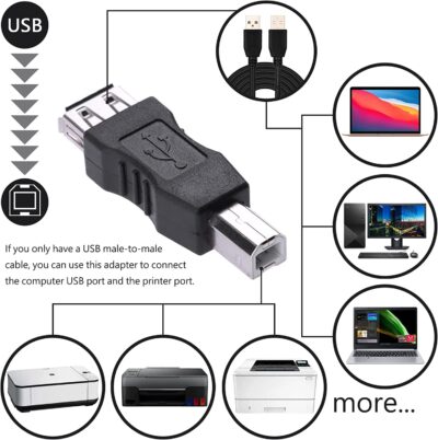 Adattatore Convertitore USB A Femmina USB B Maschio Nero