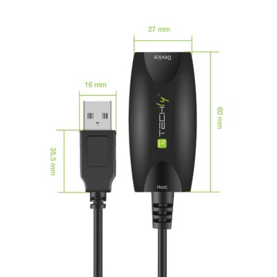 Cavo Prolunga Attivo USB3.2 SuperSpeed 5Gbps 5m Nero