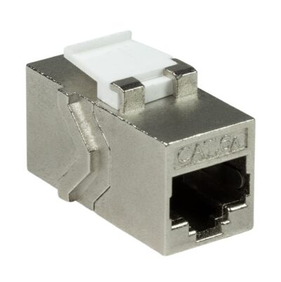 Accoppiatore Cat.6A Keystone 2xRJ45 STP Larghezza solo 14,6 mm Silver