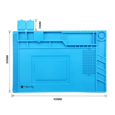 Tappeto da Saldatura e Riparazione Antiscivolo Magnetico 45 x 30 cm in Silicone Blu