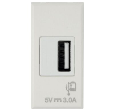 WHITEK S44 Caricatore USB-A 3A 240V 1 Modulo Bianco Opaco, 446082USB3A